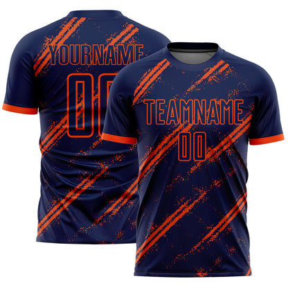 Custom Navy Orange Sublimation Soccer Uniform Jersey - Sky-Custom