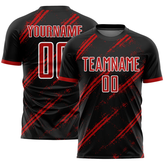 Custom Black Red-White Sublimation Soccer Uniform Jersey - Sky-Custom