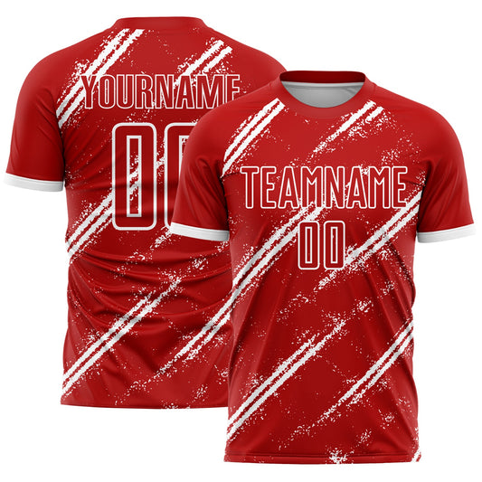 Custom Red White Sublimation Soccer Uniform Jersey - Sky-Custom