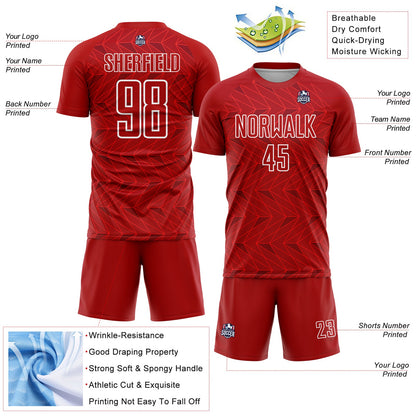 Custom Red White Sublimation Soccer Uniform Jersey - Sky-Custom