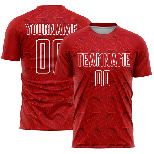 Custom Red White Sublimation Soccer Uniform Jersey - Sky-Custom