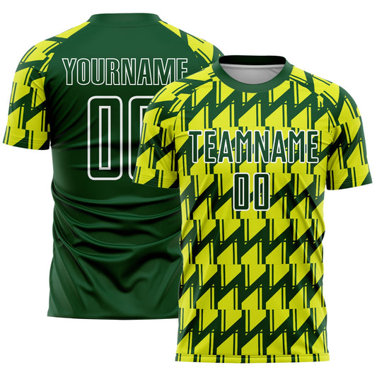 Custom Green Neon Yellow-White Sublimation Soccer Uniform Jersey - Sky-Custom