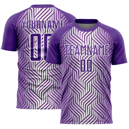 Custom Purple White Lines Sublimation Soccer Uniform Jersey - Sky-Custom
