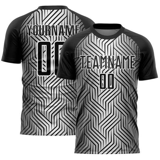Custom Black White Lines Sublimation Soccer Uniform Jersey - Sky-Custom