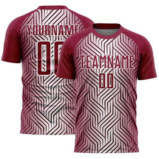 Custom Maroon White Lines Sublimation Soccer Uniform Jersey - Sky-Custom