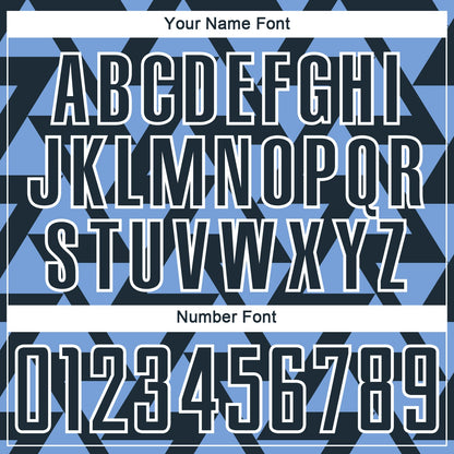 Custom Navy Light Blue-White Abstract Geometric Triangles Sublimation Soccer Uniform Jersey - Sky-Custom