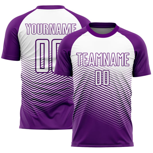 Custom Purple White Abstract Geometric Triangles Sublimation Soccer Uniform Jersey - Sky-Custom