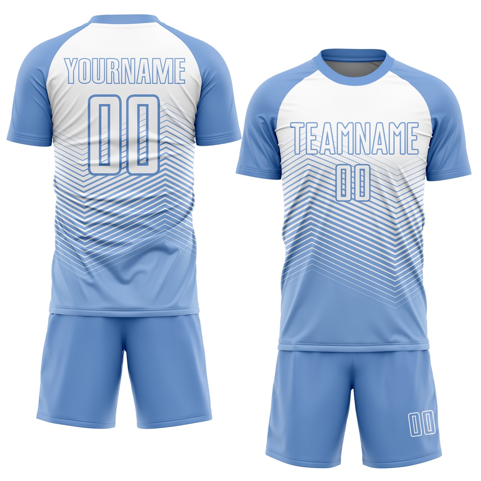 Custom Light Blue White Lines Sublimation Soccer Uniform Jersey - Sky-Custom