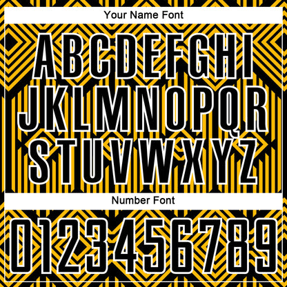 Custom Gold Black-White Abstract Geometric Shapes Sublimation Soccer Uniform Jersey - Sky-Custom
