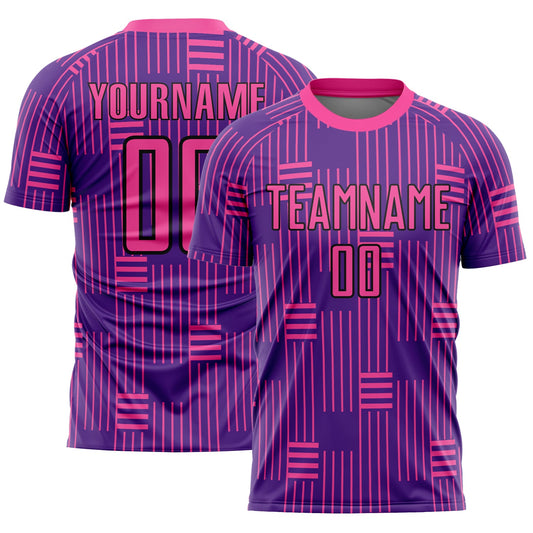 Custom Purple Pink-Black Lines Sublimation Soccer Uniform Jersey - Sky-Custom