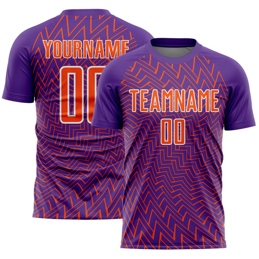 Custom Purple Orange-White Lines Sublimation Soccer Uniform Jersey - Sky-Custom