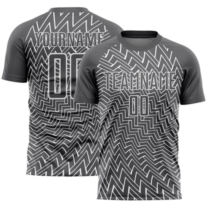 Custom Steel Gray White Lines Sublimation Soccer Uniform Jersey - Sky-Custom
