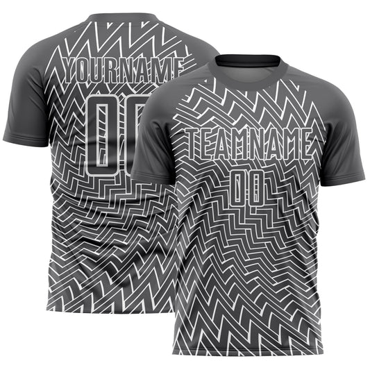 Custom Steel Gray White Lines Sublimation Soccer Uniform Jersey - Sky-Custom
