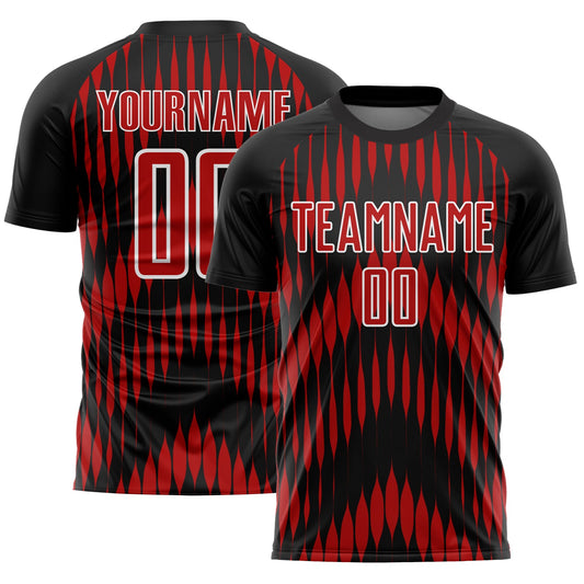 Custom Black Red-White Abstract Triangle Sublimation Soccer Uniform Jersey - Sky-Custom