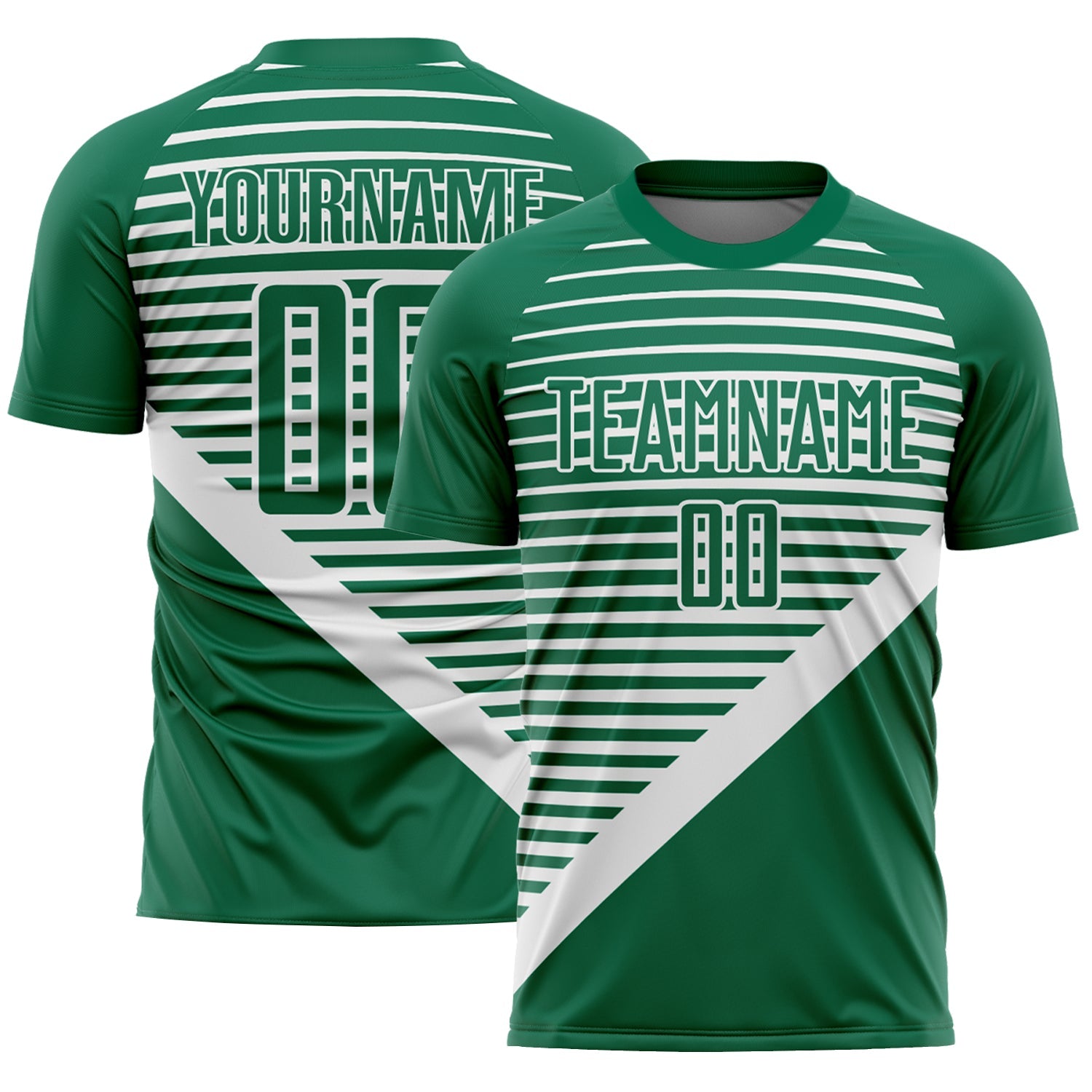 Custom Kelly Green White Stripes Sublimation Soccer Uniform Jersey - Sky-Custom