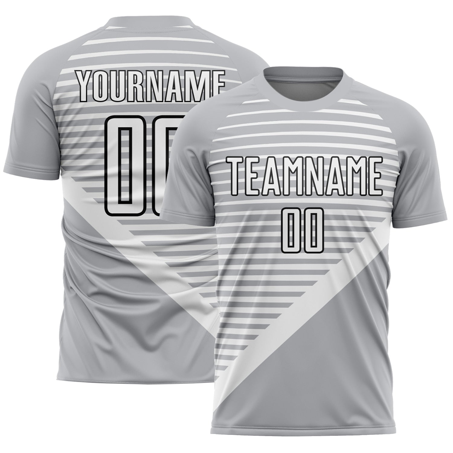 Custom Gray White-Black Stripes Sublimation Soccer Uniform Jersey - Sky-Custom
