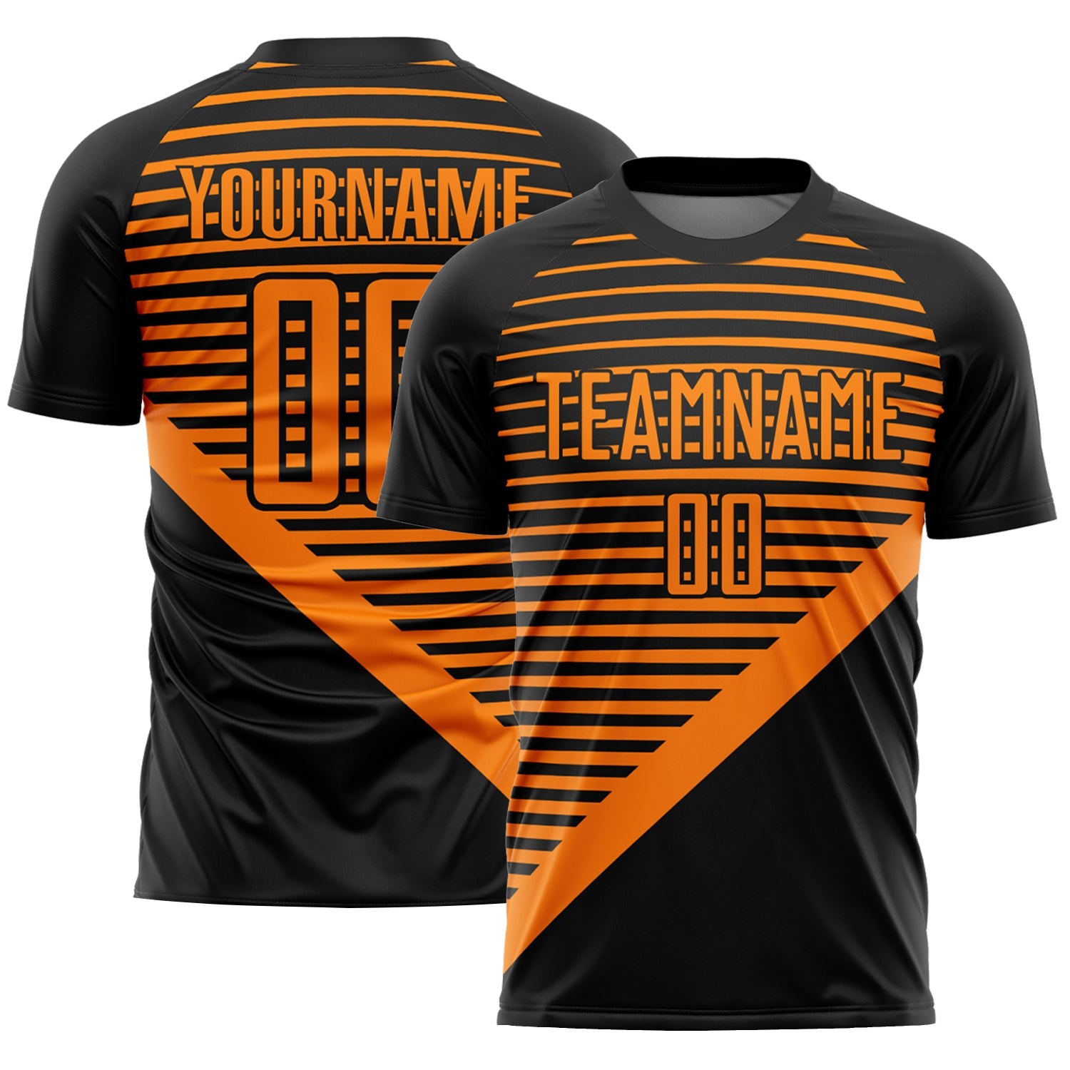Custom Black Bay Orange Stripes Sublimation Soccer Uniform Jersey - Sky-Custom