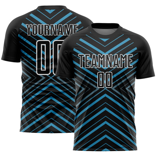 Custom Black Panther Blue-White Stripes Sublimation Soccer Uniform Jersey - Sky-Custom