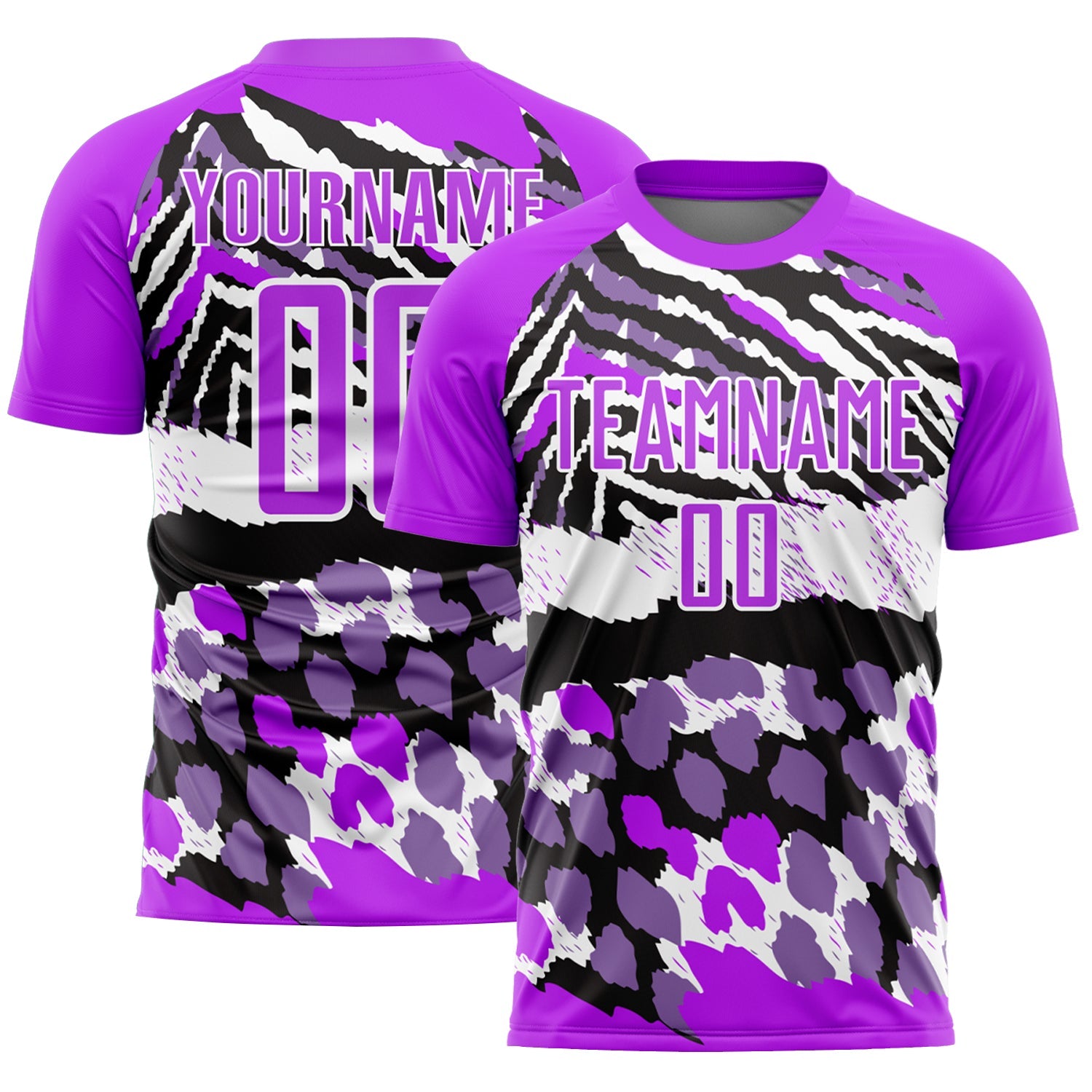 Custom Purple Black-White Animal Print Sublimation Soccer Uniform Jersey - Sky-Custom