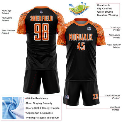 Custom Black Bay Orange-White African Pattern Sublimation Soccer Uniform Jersey - Sky-Custom