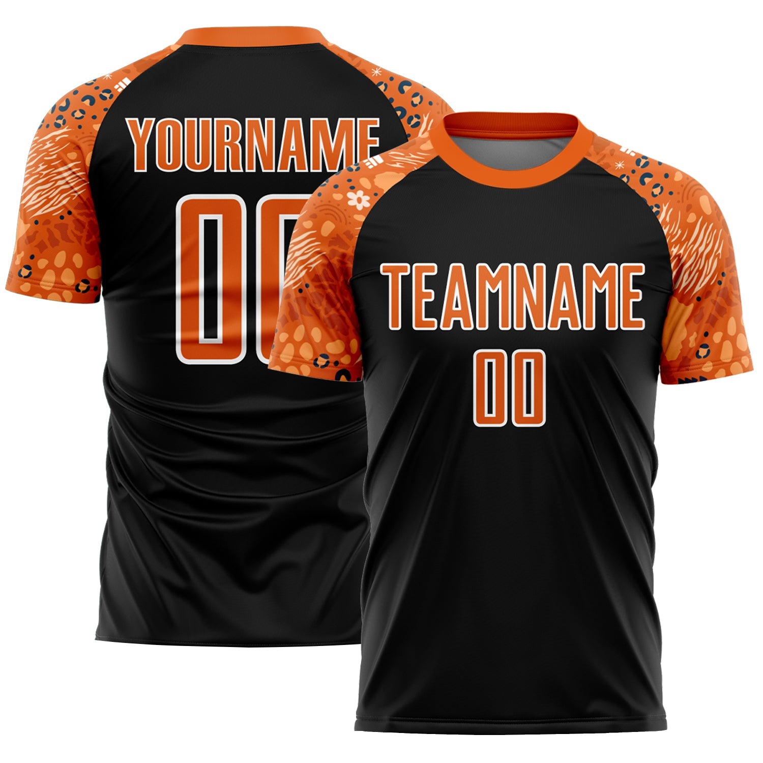 Custom Black Bay Orange-White African Pattern Sublimation Soccer Uniform Jersey - Sky-Custom