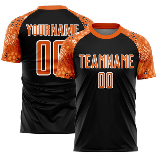 Custom Black Bay Orange-White African Pattern Sublimation Soccer Uniform Jersey - Sky-Custom