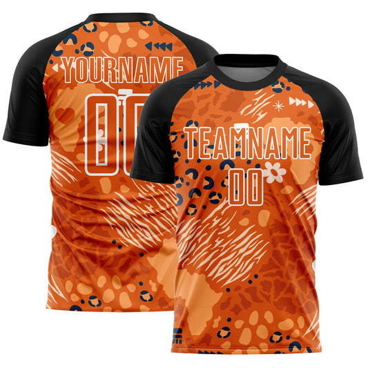 Custom Orange Bay Orange-Black African Pattern Sublimation Soccer Uniform Jersey - Sky-Custom