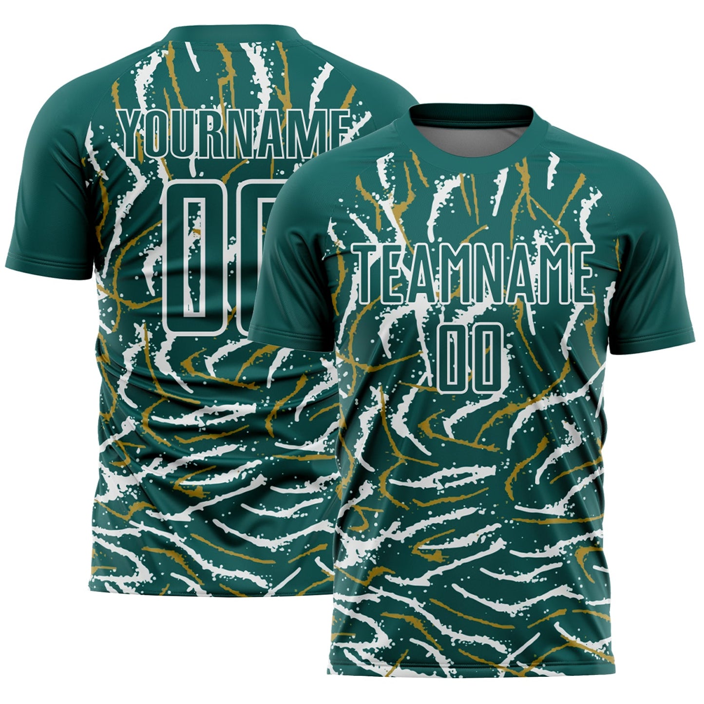Custom Midnight Green White Curved And Wavy Lines Sublimation Soccer Uniform Jersey - Sky-Custom
