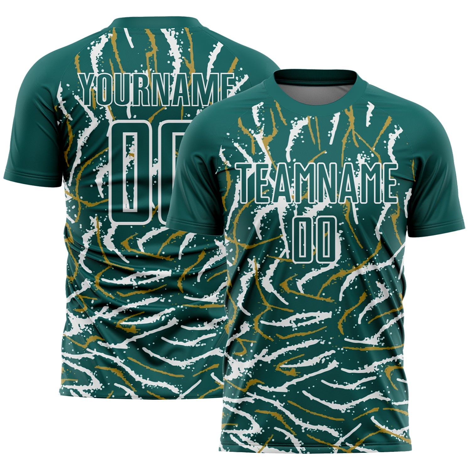 Custom Midnight Green White Curved And Wavy Lines Sublimation Soccer Uniform Jersey - Sky-Custom