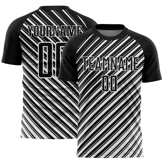 Custom Black White Slash Sublimation Soccer Uniform Jersey - Sky-Custom