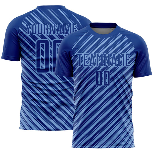 Custom Royal Light Blue Slash Sublimation Soccer Uniform Jersey - Sky-Custom