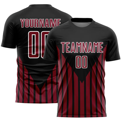 Custom Black Crimson-White Lines Sublimation Soccer Uniform Jersey - Sky-Custom