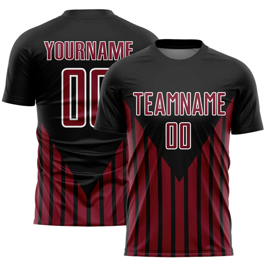 Custom Black Crimson-White Lines Sublimation Soccer Uniform Jersey - Sky-Custom