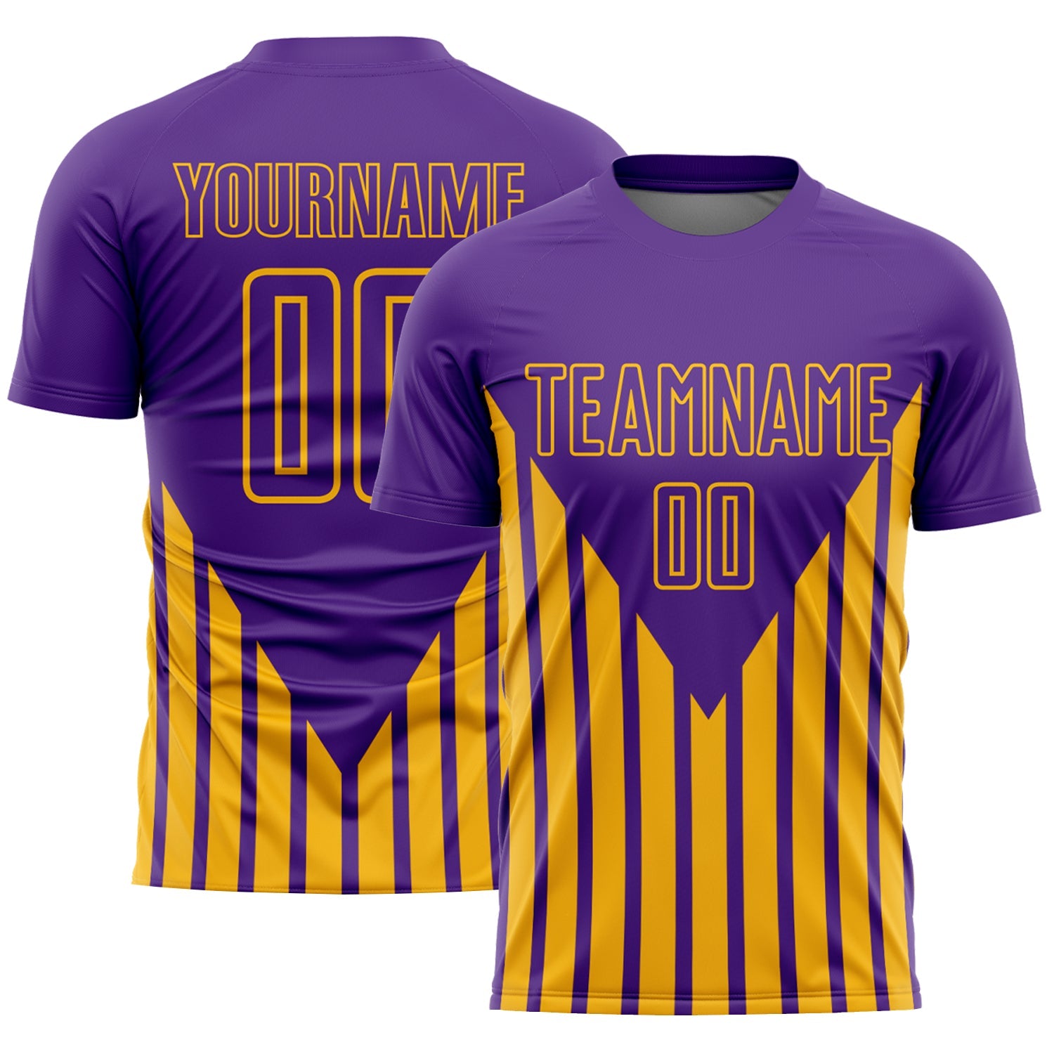 Custom Purple Gold Lines Sublimation Soccer Uniform Jersey - Sky-Custom