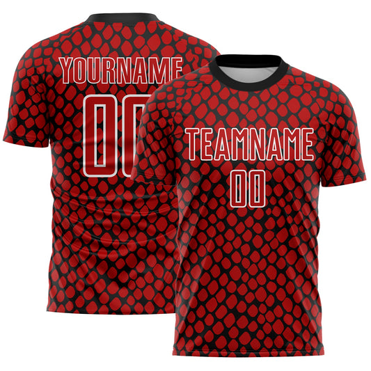 Custom Red Black-White Snake Skin Sublimation Soccer Uniform Jersey - Sky-Custom