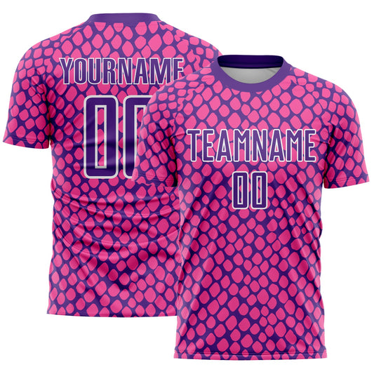 Custom Pink Purple-White Snake Skin Sublimation Soccer Uniform Jersey - Sky-Custom