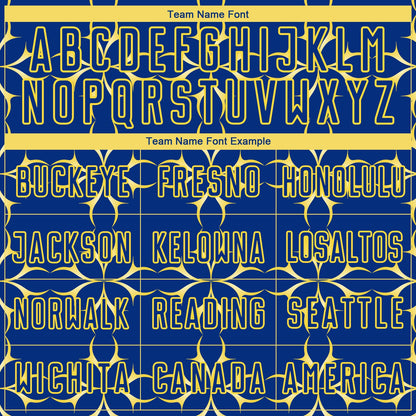 Custom Royal Yellow Damask Pattern Sublimation Soccer Uniform Jersey - Sky-Custom