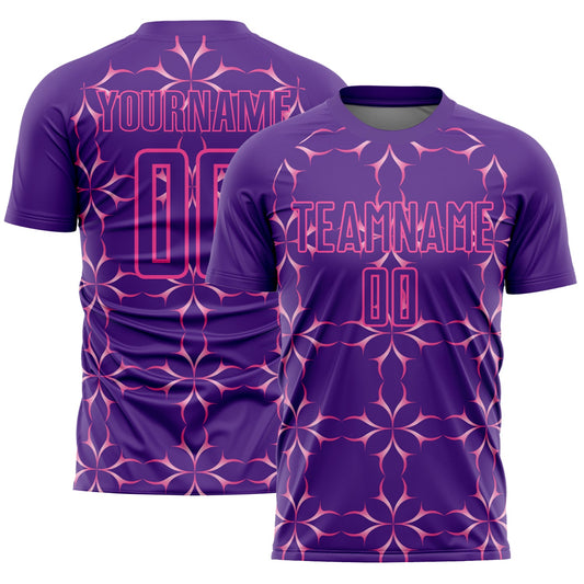 Custom Purple Pink Damask Pattern Sublimation Soccer Uniform Jersey - Sky-Custom