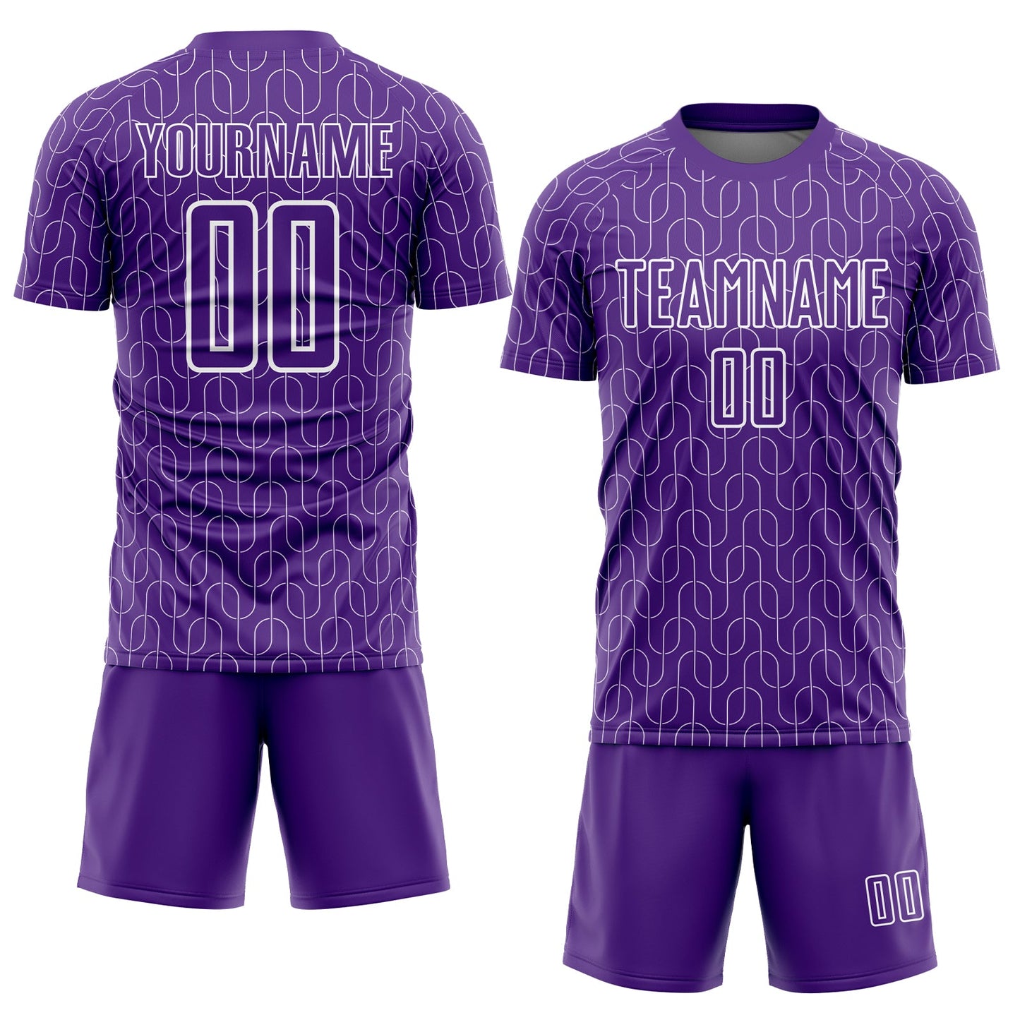 Custom Purple White Geometric Pattern Sublimation Soccer Uniform Jersey - Sky-Custom