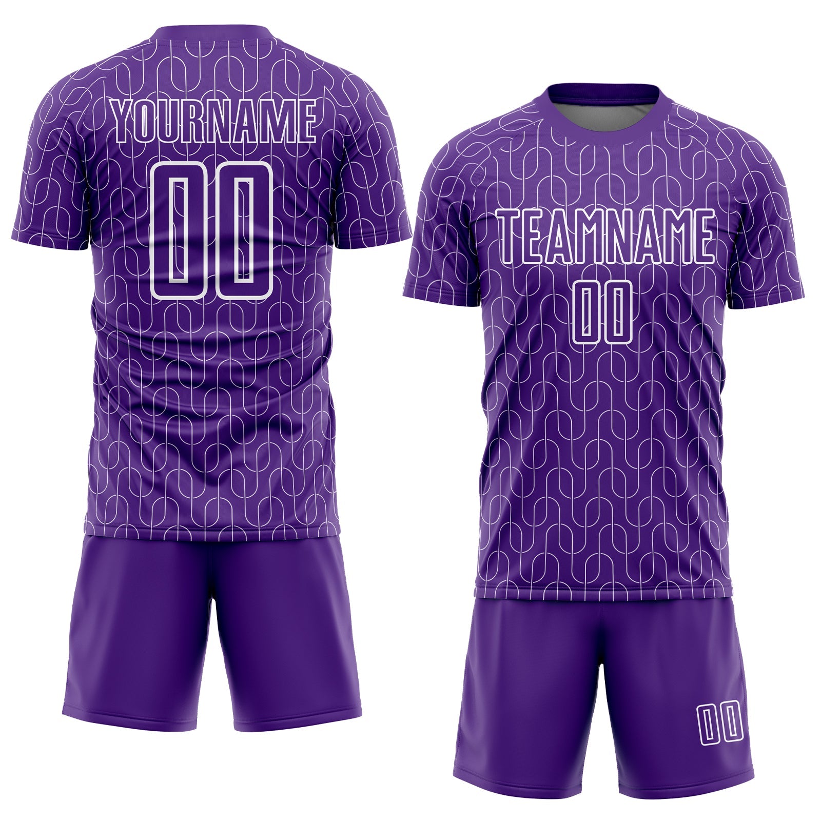 Custom Purple White Geometric Pattern Sublimation Soccer Uniform Jersey - Sky-Custom