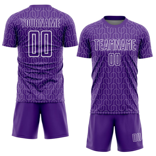 Custom Purple White Geometric Pattern Sublimation Soccer Uniform Jersey - Sky-Custom