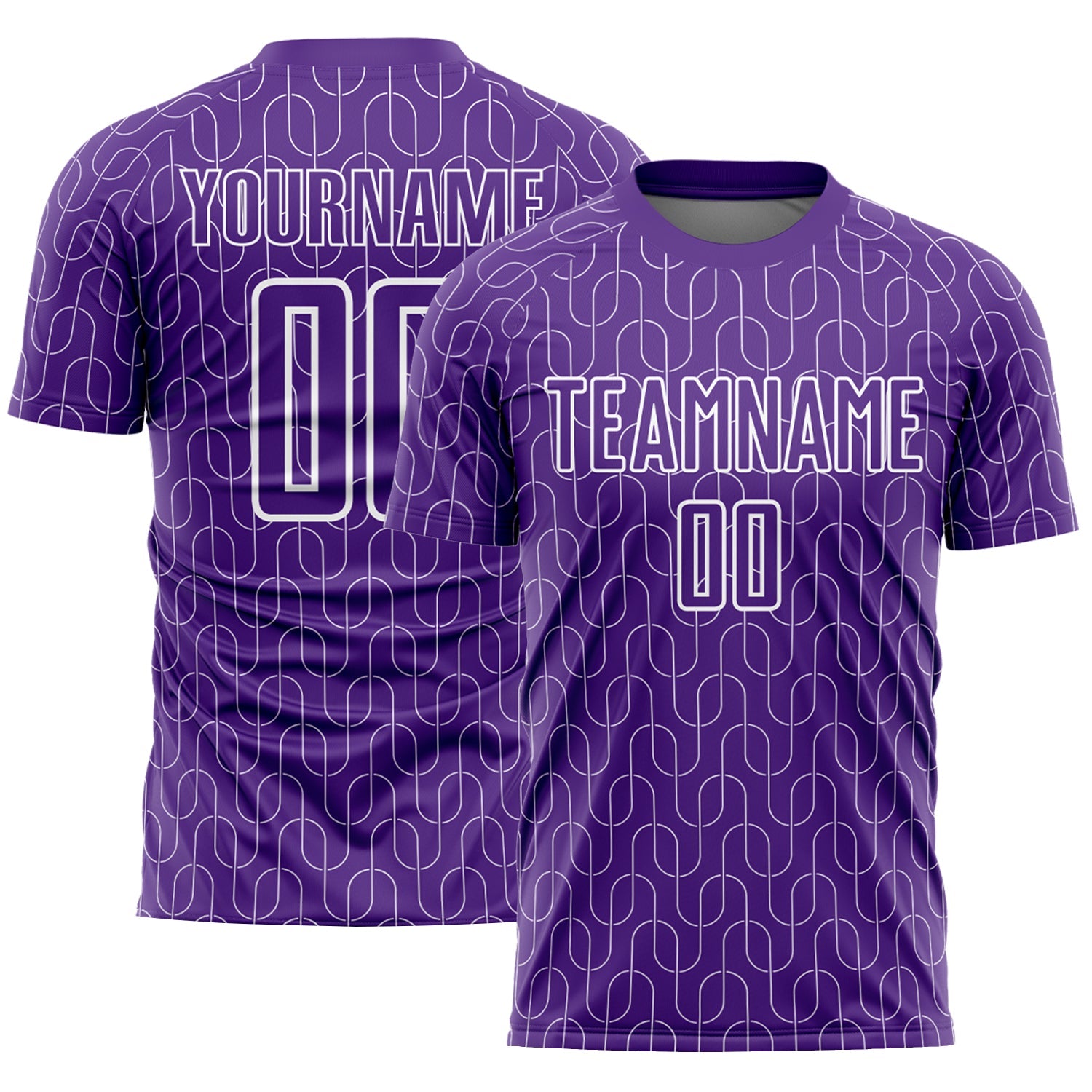 Custom Purple White Geometric Pattern Sublimation Soccer Uniform Jersey - Sky-Custom