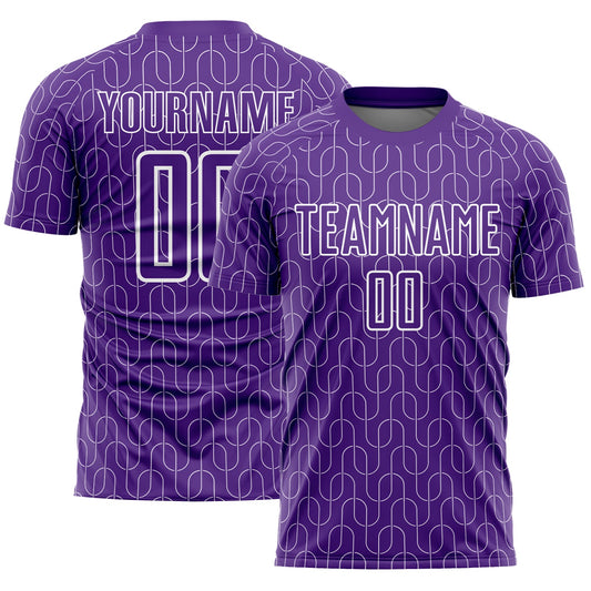 Custom Purple White Geometric Pattern Sublimation Soccer Uniform Jersey - Sky-Custom