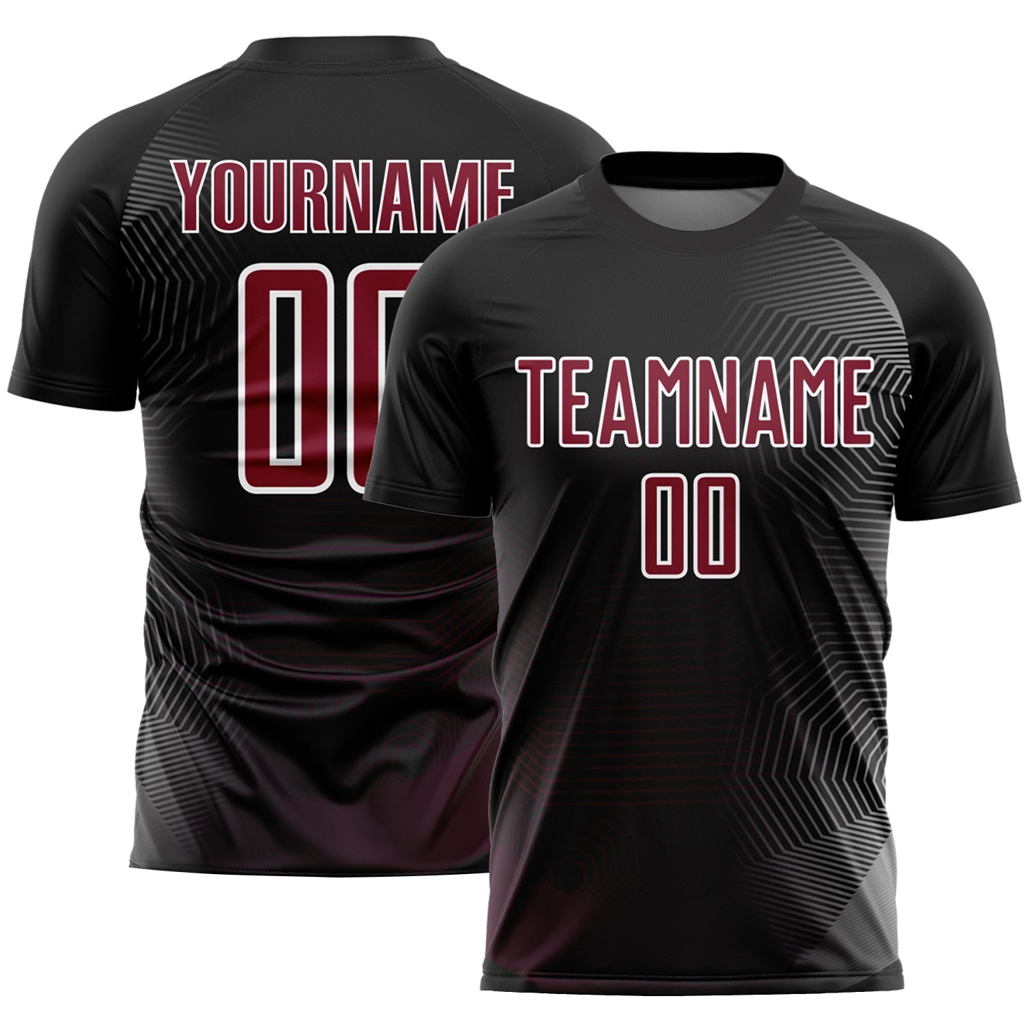 Custom Black Crimson-White Geometric Lines Sublimation Soccer Uniform Jersey - Sky-Custom