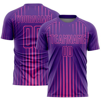Custom Purple Pink Lines Sublimation Soccer Uniform Jersey - Sky-Custom