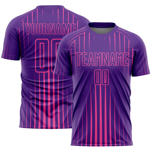 Custom Purple Pink Lines Sublimation Soccer Uniform Jersey - Sky-Custom