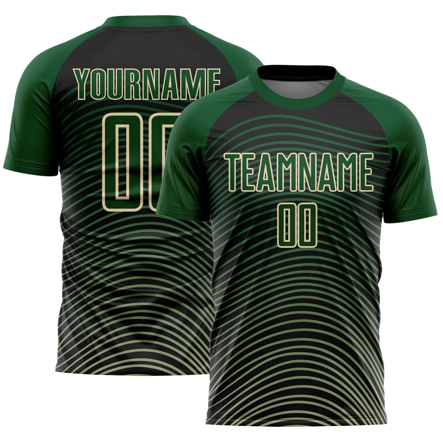Custom Green Cream-Black Gradient Geometric Lines Sublimation Soccer Uniform Jersey - Sky-Custom
