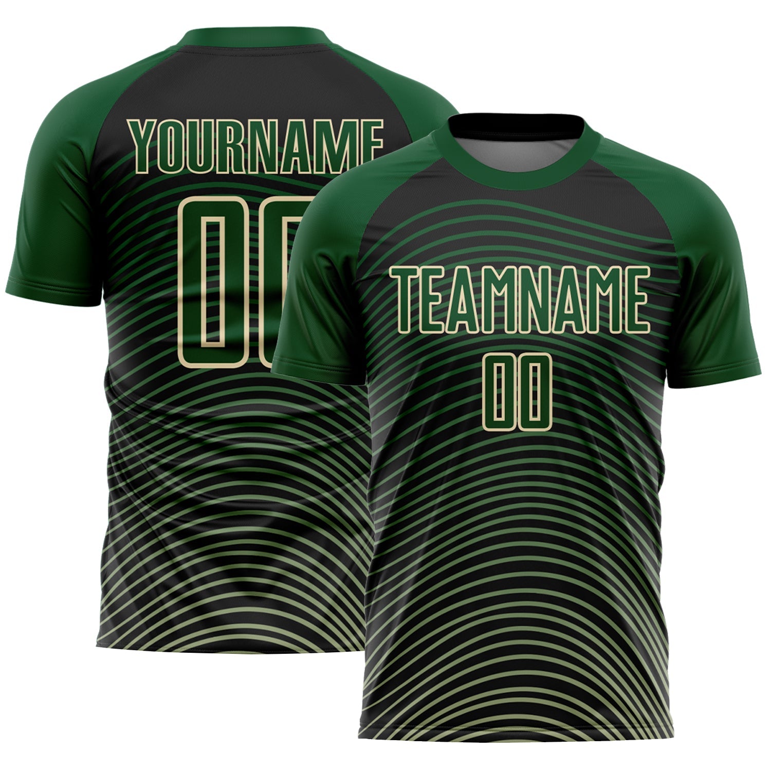 Custom Green Cream-Black Gradient Geometric Lines Sublimation Soccer Uniform Jersey - Sky-Custom