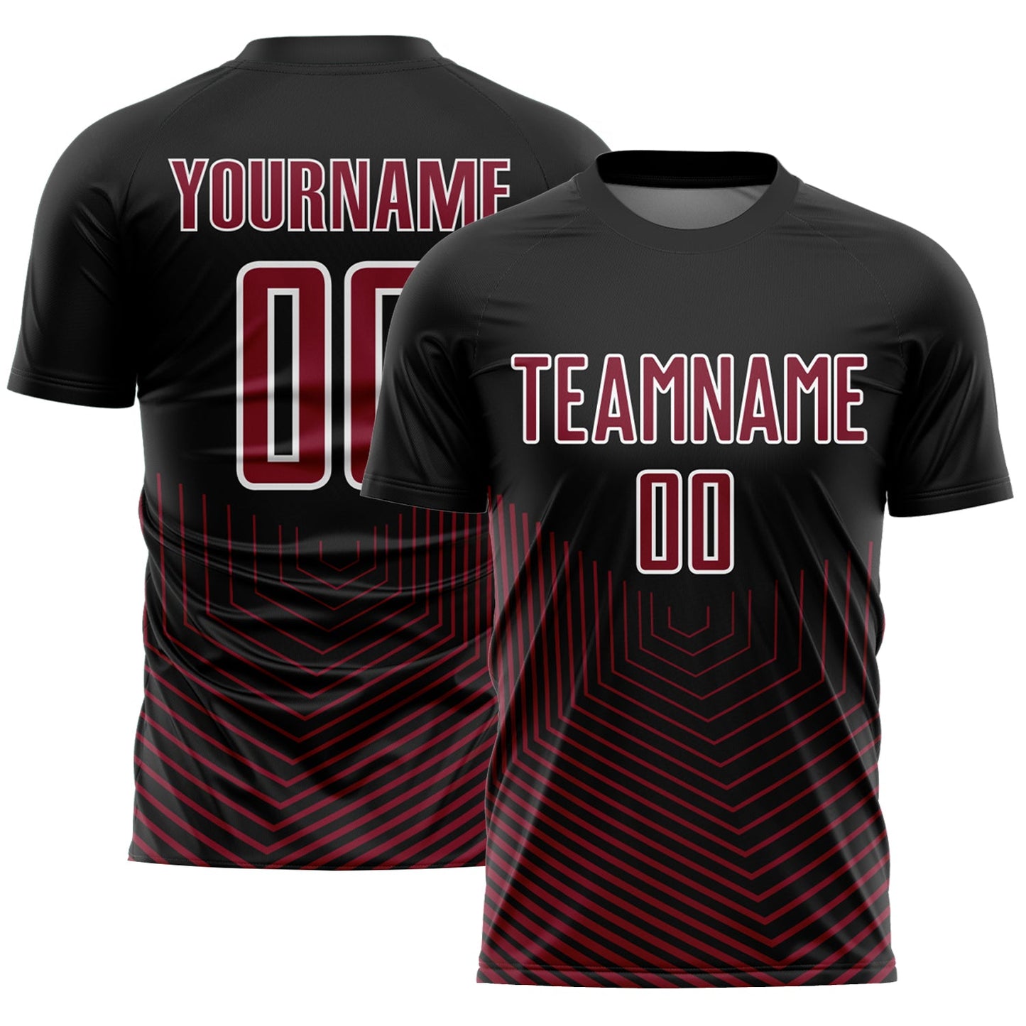 Custom Black Crimson-White Geometric Lines Sublimation Soccer Uniform Jersey - Sky-Custom