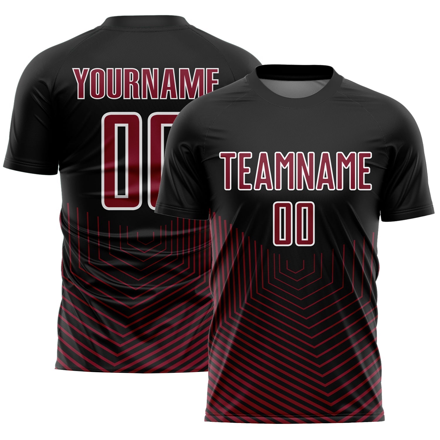 Custom Black Crimson-White Geometric Lines Sublimation Soccer Uniform Jersey - Sky-Custom